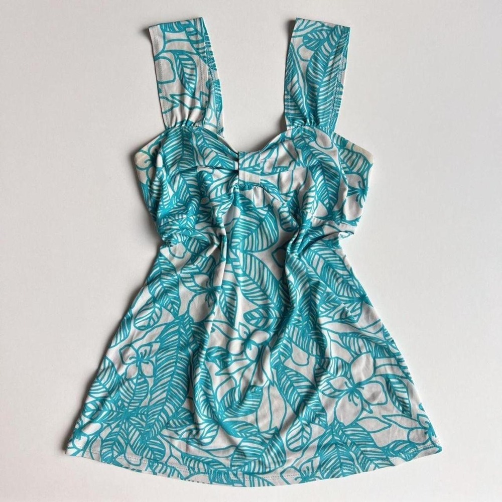 Y2K Marianne Blue and White Babydoll Top